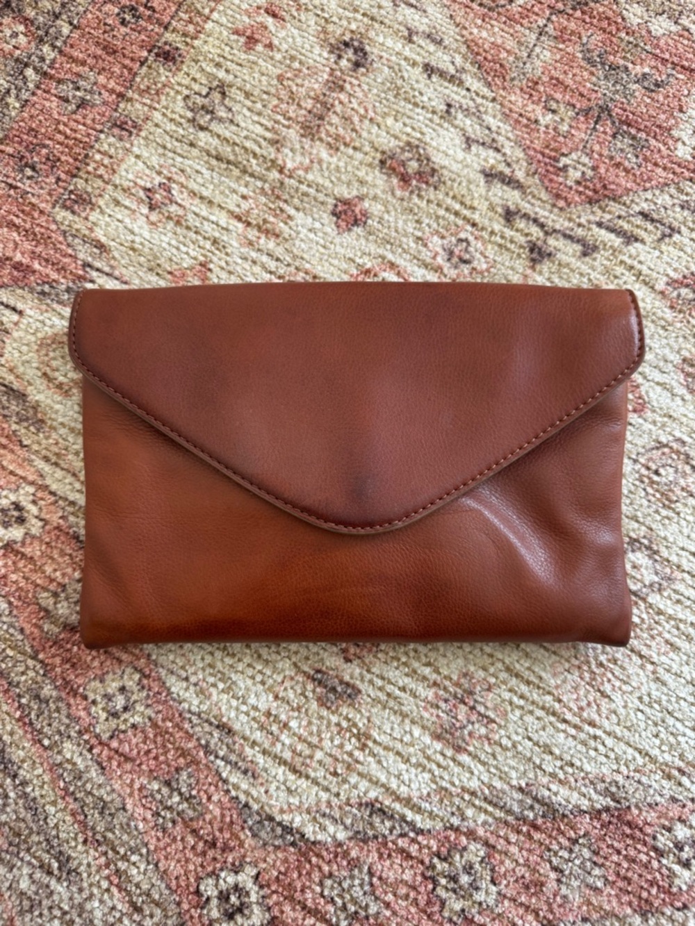 Vintage Convertible J. Crew Leather Envelope Clutch / Shoulder Bag